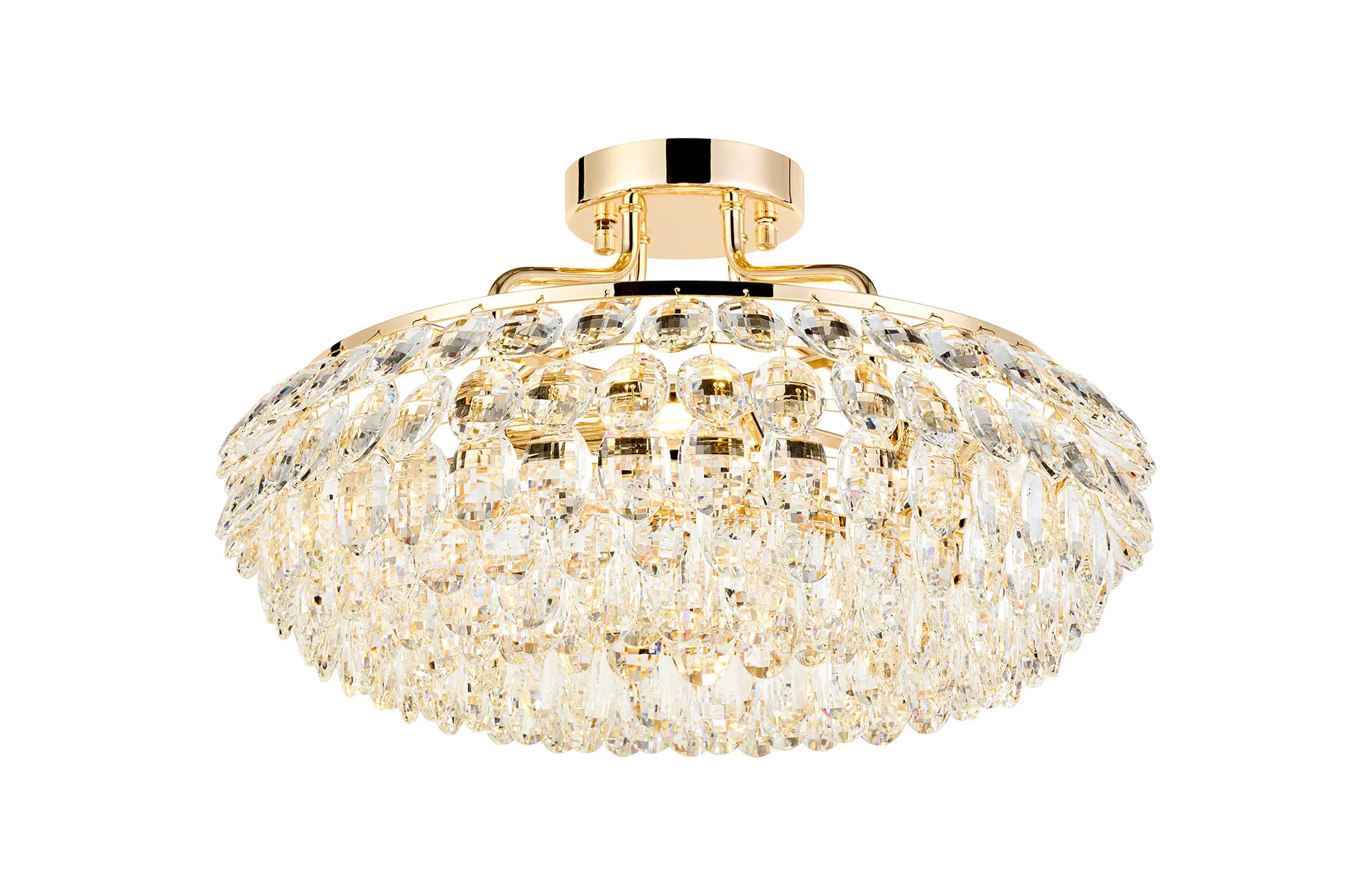 Coniston French Gold Crystal Ceiling Lights Diyas Semi Flush Fittings